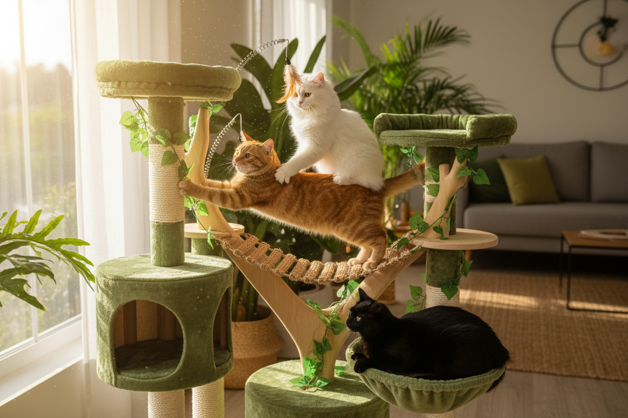 cat enjoying its jungle gym